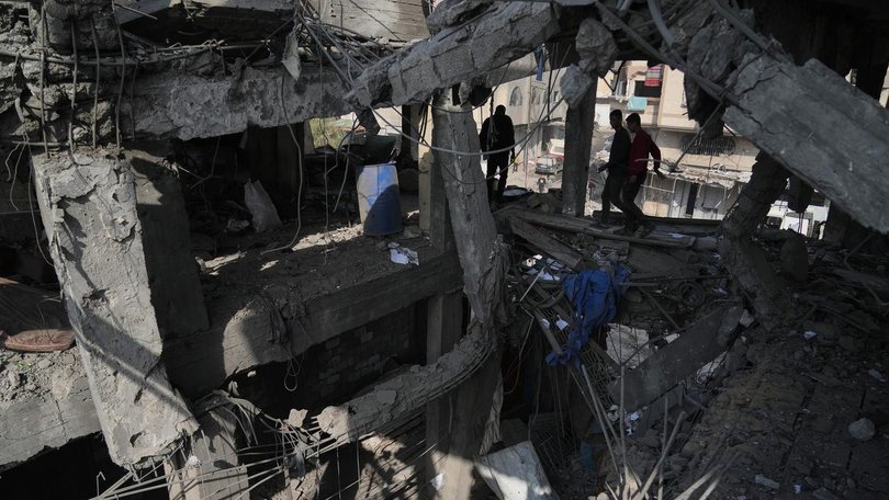 At least 10 people were killed in a building in Gaza City that was struck by Israeli forces. (AP PHOTO)