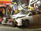 A 24-year-old driver has survived after becoming trapped under a roadworks machine during a crash in Blacktown.