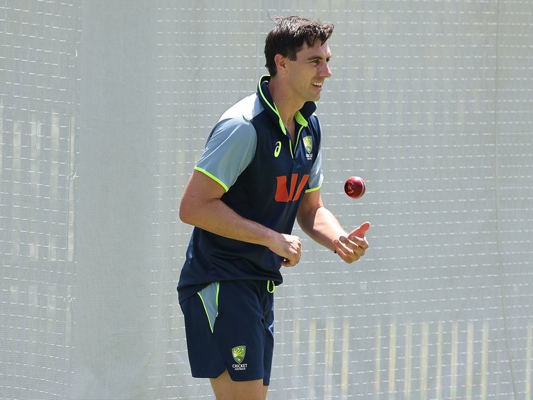 Pat Cummins in the nets on Thursday.
