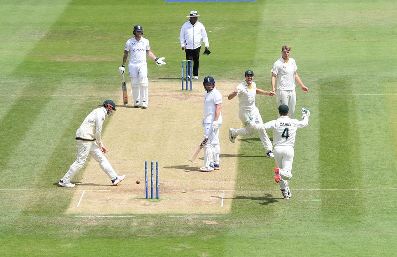 The moment Jonny Bairstow was run out by Alex Carey at Lord’s.