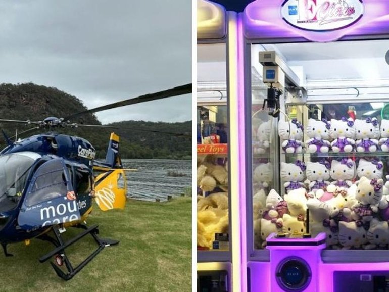 An emergency helicopter and paramedics raced to two separate incidents on Saturday, including a man suffering a suspected spider bite and a young boy injured by a falling vending machine.