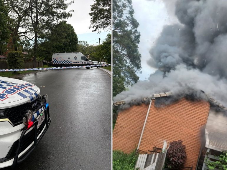 Two teenagers and two adults rushed to hospital in life-threatening conditions after Lawnton house fire.