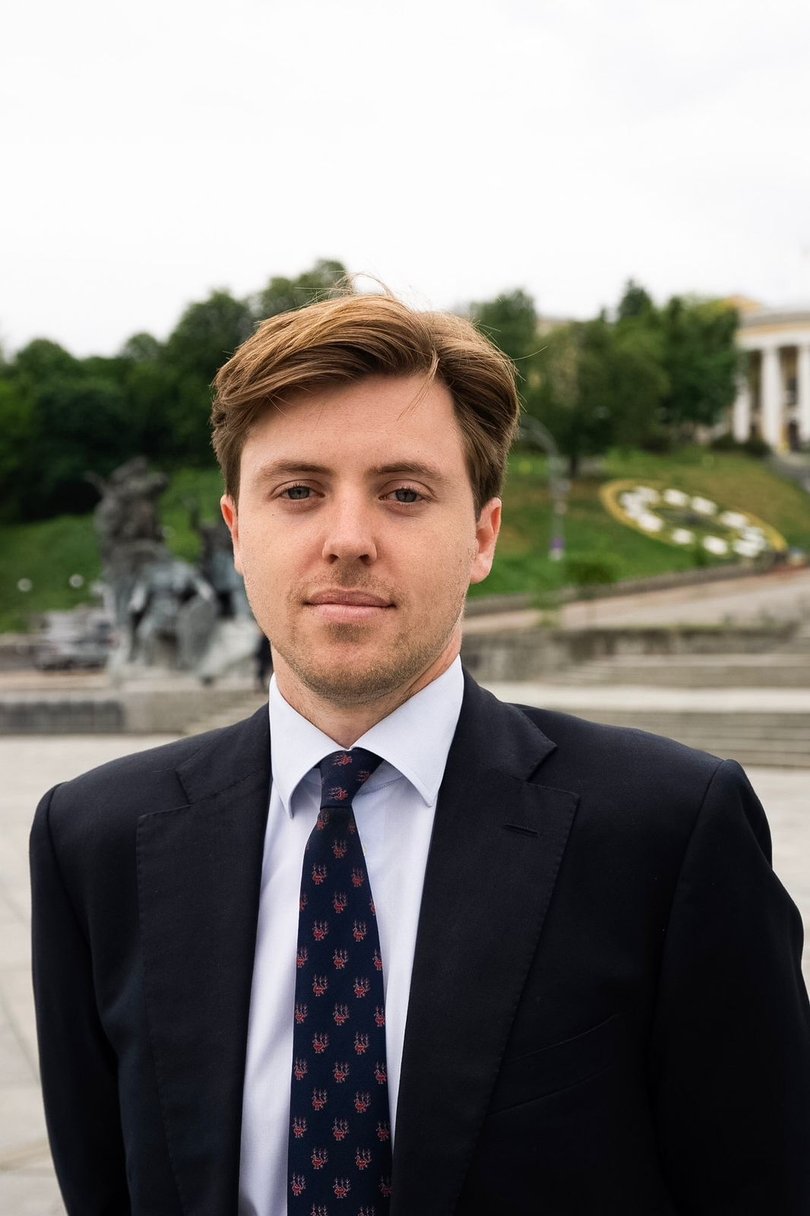Tennyson Dearing, Australian analyst and political adviser in Kyiv, Ukraine, pictured at Maidan Square.