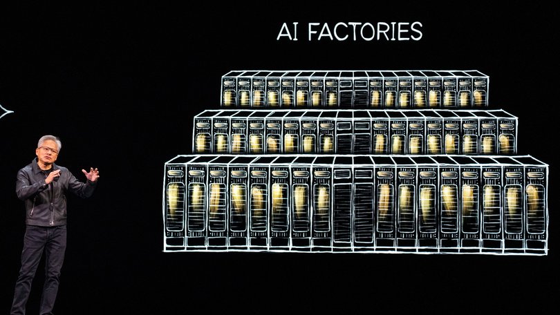 Jensen Huang during the keynote at Nvidia’s GPU Technology Conference.