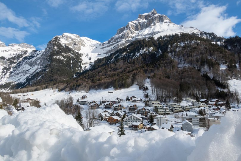 Winter view of Swissski resort Engelberg.