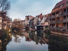 Idyllic view of Tenement Houses in Nuremberg City. 