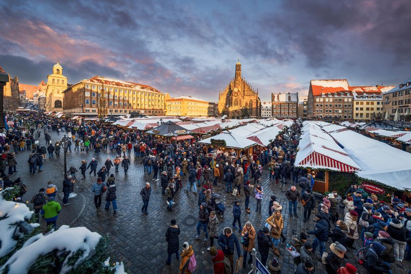 Seasonal markets in Nuremberg draw large crowds.