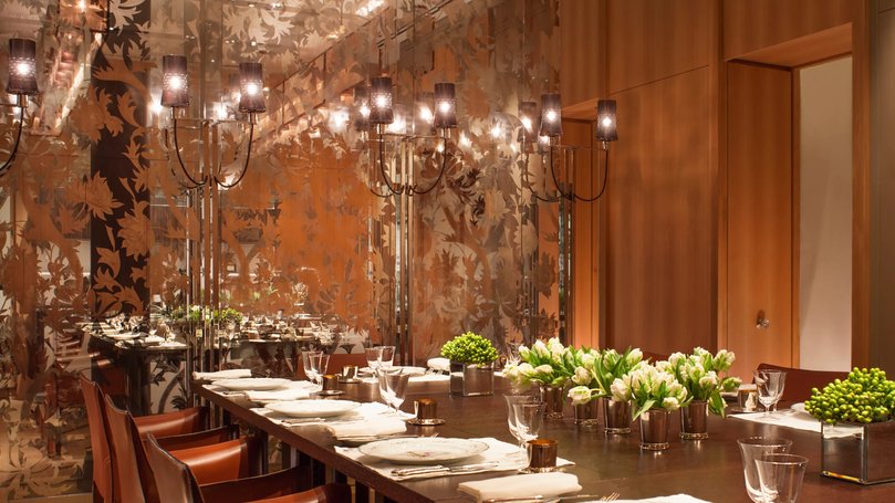 One of several opulent dining rooms at The Chancery Rosewood.