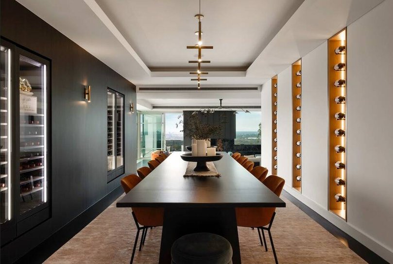 The formal dining room seats 12.