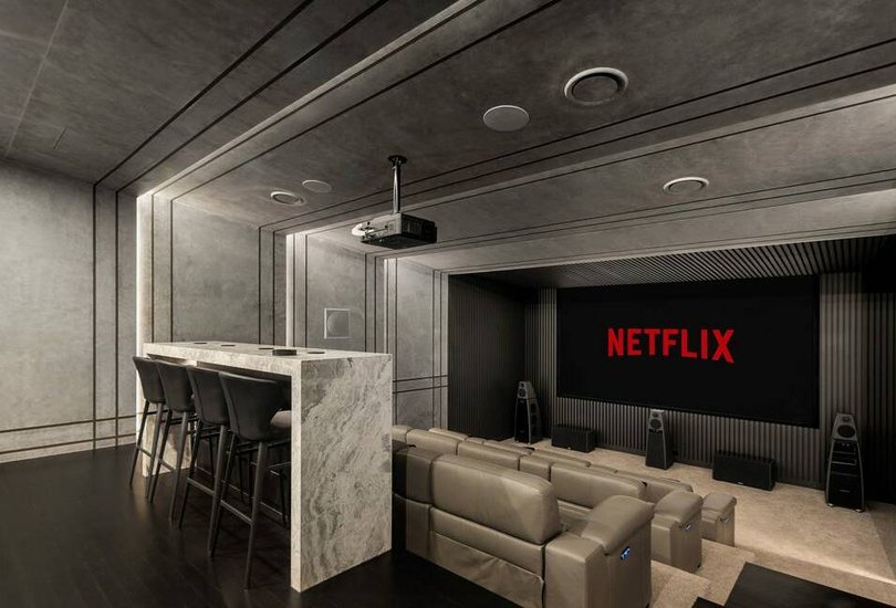 The 16-seat cinema has a 300-inch screen.