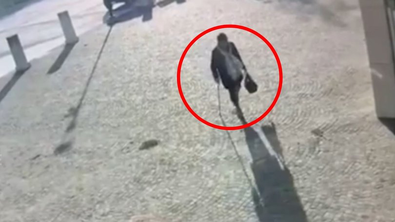 Surveillance footage shows the man posing as his dead mother.