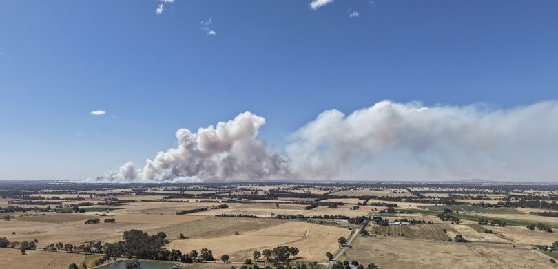 The massive fire front on the NSW, Victoria border