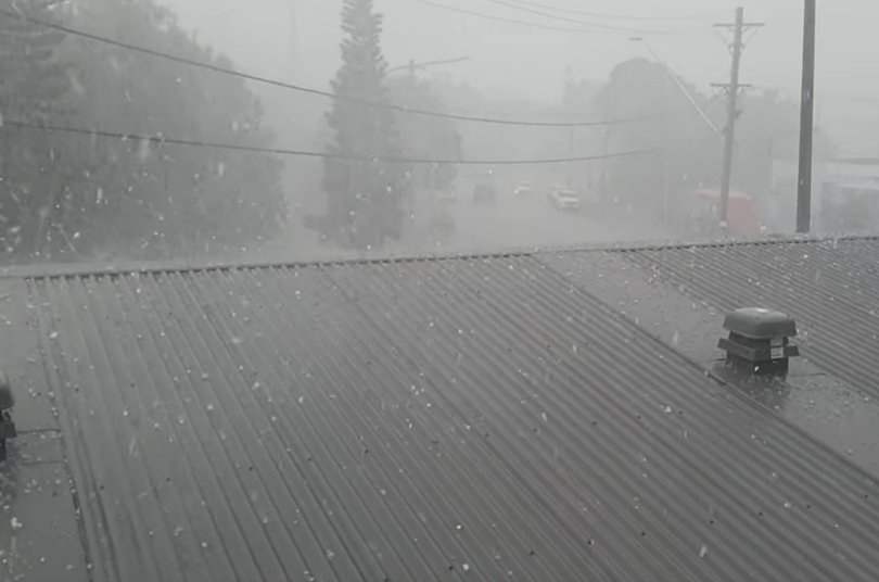 Hail hammering down at Port Kembla on the NSW South Coast.