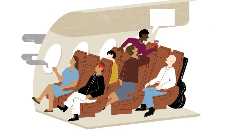 Before airlines banned smoking, the back of the plane was where interesting people partied for 24 hours straight.