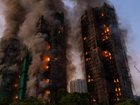 Flames spread on bamboo scaffolding that was set up around the Hong Kong housing complex. 