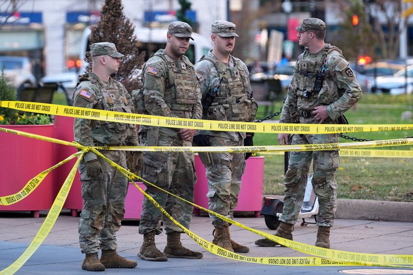 National Guard are seen after reports of two National Guard soldiers shot near the White House in Washington.
