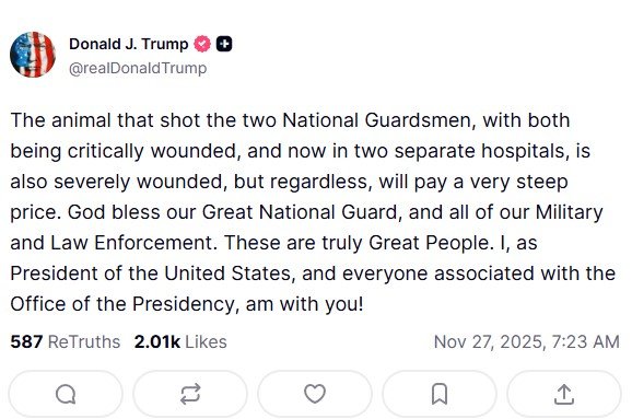 Donald Trump Truth Social Post.