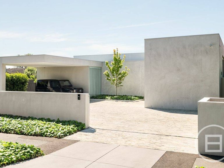 The architecturally-designed home has a California cool vibe.