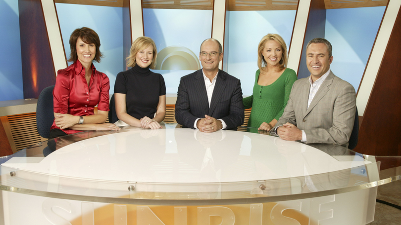 Nat Barr, Melissa Doyle, David Koch, Monique Wright and Mark Beretta at the Sunrise desk.