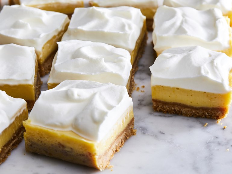 Samantha Seneviratne’s creamy Key lime bars with vanilla wafer crust, on July 28, 2018. These bars taste like Key lime pie but they’re so much easier to share (and easier to make). (Mark Weinberg/The New York Times)