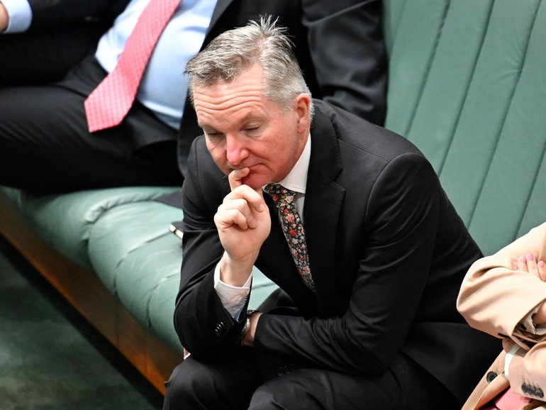 Minister for Climate Change and Energy, Chris Bowen during the passing of the EPBC Bill in Parliament at Parliament House in Canberra.