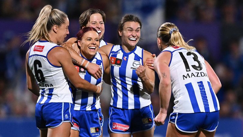 The Kangaroos capped off the perfect season by claiming their second straight AFLW premiership. (James Ross/AAP PHOTOS)