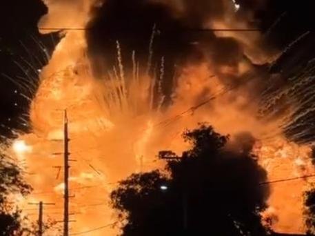 Wild footage has captured the moment a huge fireball erupted.