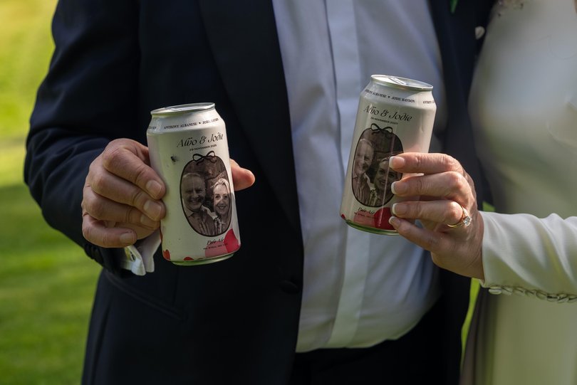 Guests were served custom ‘Albo & Jodie’ beers.