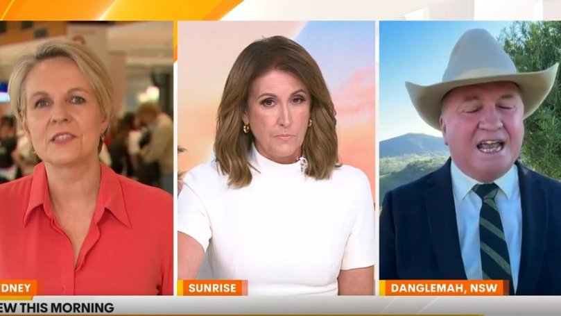 Mr Joyce launched into a heated debate with Social Services Minister Tanya Plibersek over energy policy. Picture: Seven