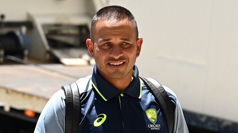 Usman Khawaja at the Gabba today.