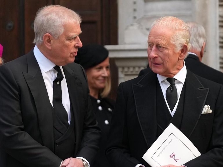 King Charles has removed two honours from his brother Andrew Mountbatten-Windsor. (AP PHOTO)