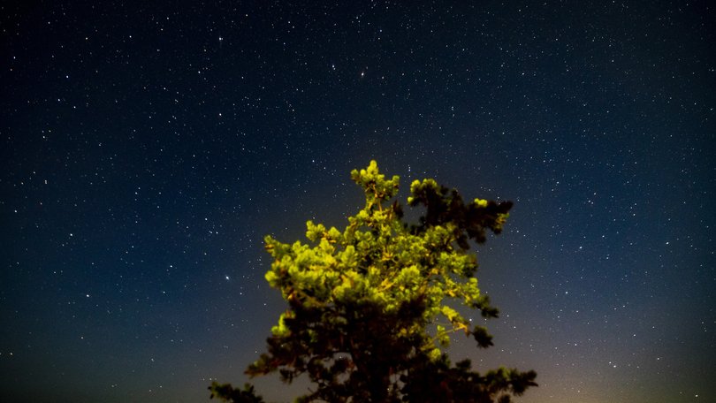 The night sky above Eagle Harbor, a village in Michigan’s Upper Peninsula along the shoreline of Lake Superior, Sept. 13, 2025.