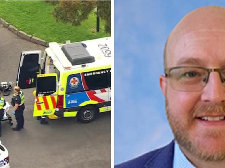 A Melbourne high school was put into lockdown with students hiding under their desks after a man allegedly stabbed the principal.