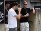 English cricket team captain Ben Stokes enjoys a coffee with teammates ahead of the first Test in Perth last month.