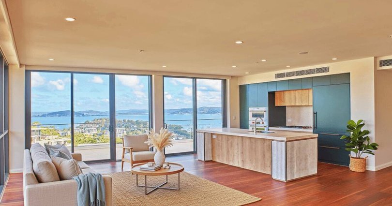 Open-plan kitchen and living.