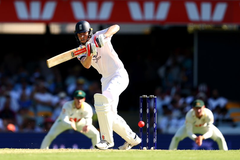 BRISBANE, AUSTRALIA - DECEMBER 04: Zak Crawley of England bats during day one of the Second 2025/26 Ashes Series Test Match between Australia and England at The Gabba on December 04, 2025 in Brisbane, Australia. (Photo by Robert Cianflone/Getty Images)