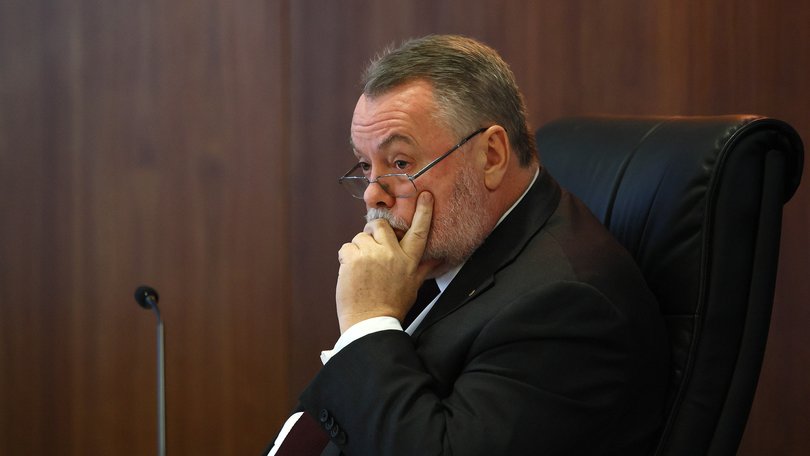 Commissioner Stuart Wood KC during day one of the Commission of Inquiry into the CFMEU and Misconduct in the Construction Industry at the Magistrates Court in Brisbane.