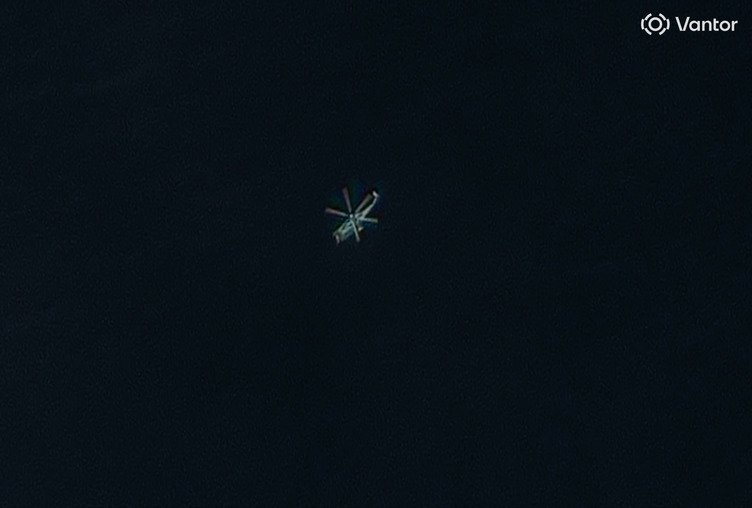 Vantor imaging captured a Chinese helicopter flying over the Philippine Sea.