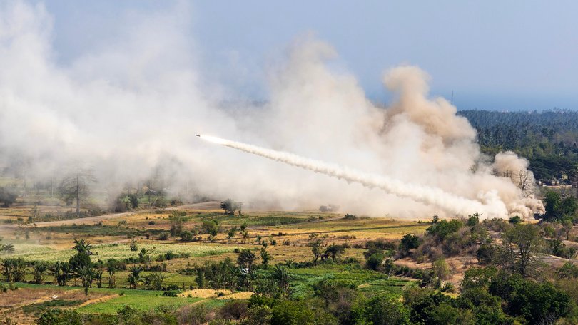 The US Army rocket system used to fire the missiles that will be made in South Australia on a testing range in Indonesia in 2023. 