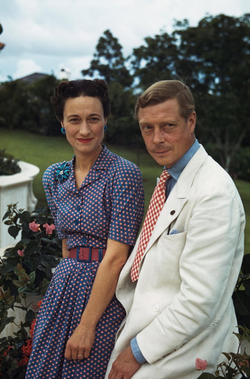 Wallis, Duchess of Windsor (1896-1986) and the Duke of Windsor (1894-1972) outside Goverment House in Nassau, the Bahamas, circa 1942. The Duke of Windsor served as Governor of the Bahamas from 1940 to 1945. (Photo by Ivan Dmitri/Michael Ochs Archives/Getty Images) Picture: Michael Ochs Archives