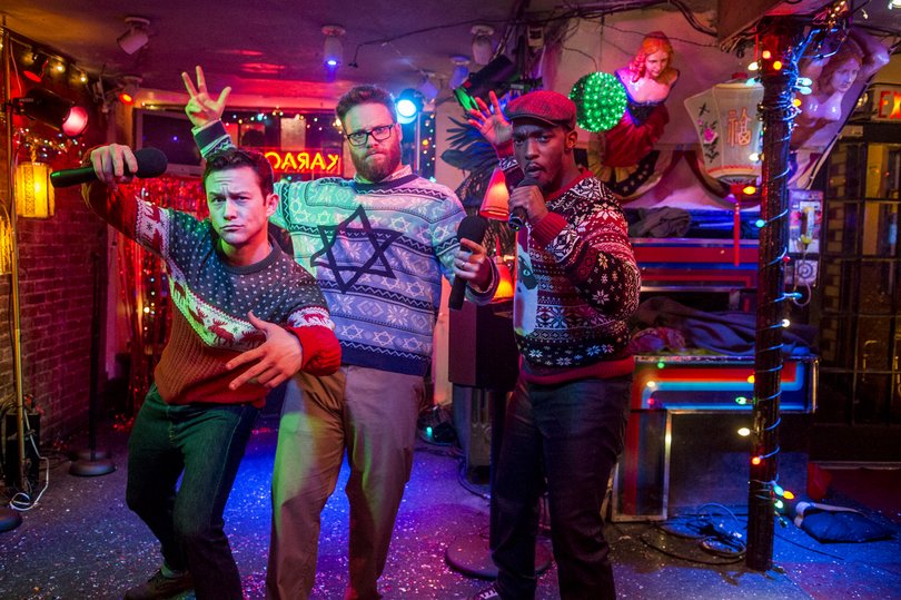 Joseph Gordon-Levitt, Seth Rogen and Anthony Mackie in The Night Before.
