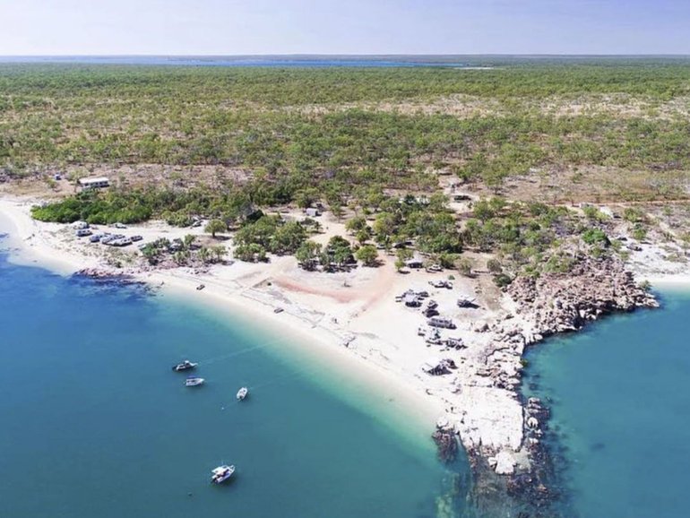 An off-duty officer located two men on Monday abound 12km north of Kalumburu.