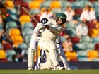 Mitchell Starc of Australia bats during day three.