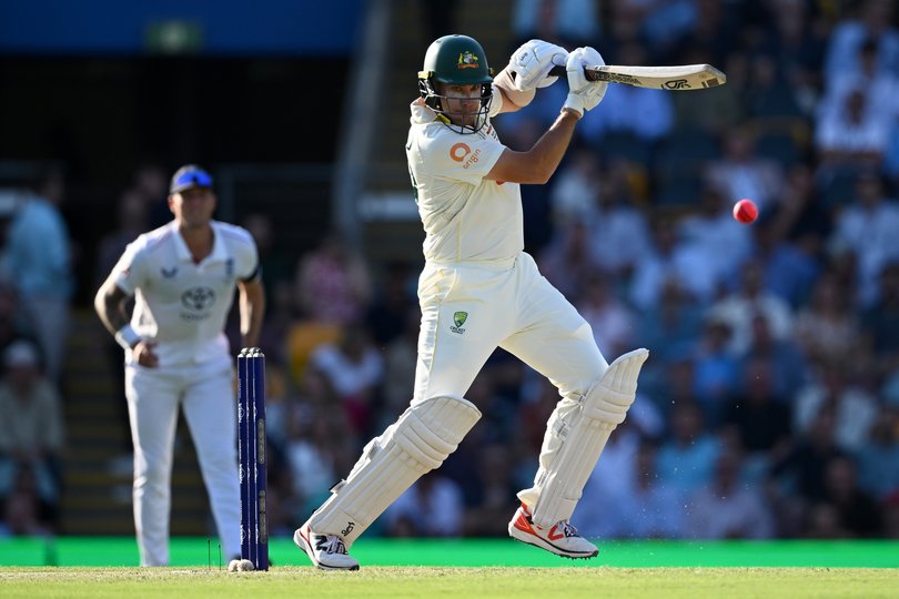 BRISBANE, AUSTRALIA - DECEMBER 06: Scott Boland of Australia bats during day three of the Second 2025/26 Ashes Series Test Match between Australia and England at The Gabba on December 06, 2025 in Brisbane, Australia. (Photo by Gareth Copley/Getty Images)