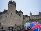 Police have arrested four people at the Tower of London after they threw food at a display case. (AP PHOTO)