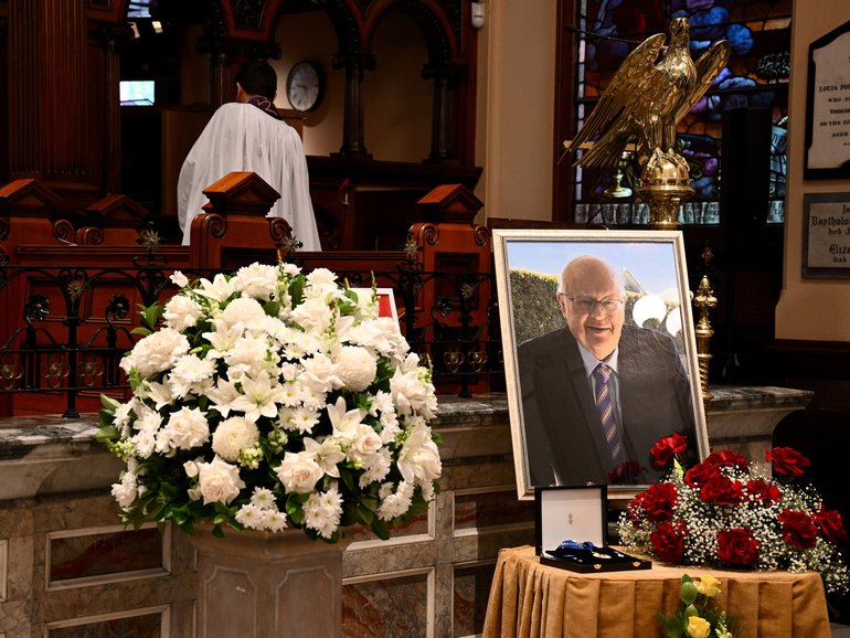 The state funeral for Graham Richardson at St James Church, in Sydney.