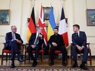 British Prime Minister Keir Starmer, second from left, hosts a meeting with German Chancellor Friedrich Merz, Ukrainian President Volodymyr Zelensky and French President Emmanuel Macron at 10 Downing Street.