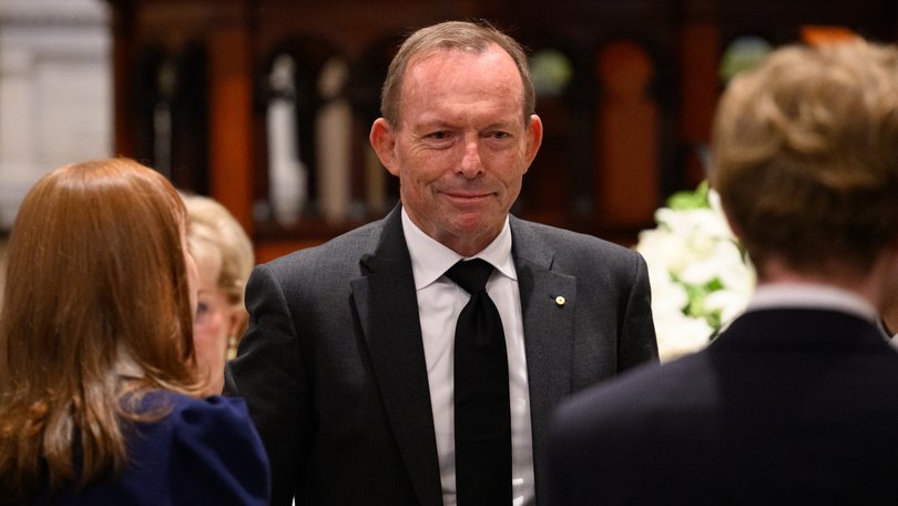 Former prime minister Tony Abbott attends the state funeral for Graham Richardson.