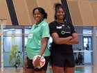 West Coast Fever superstar Jhaniele Fowler-Nembhard (left) is pregnant, with countrywoman Romelda Aiken-George (right) to replace her at the club next season.