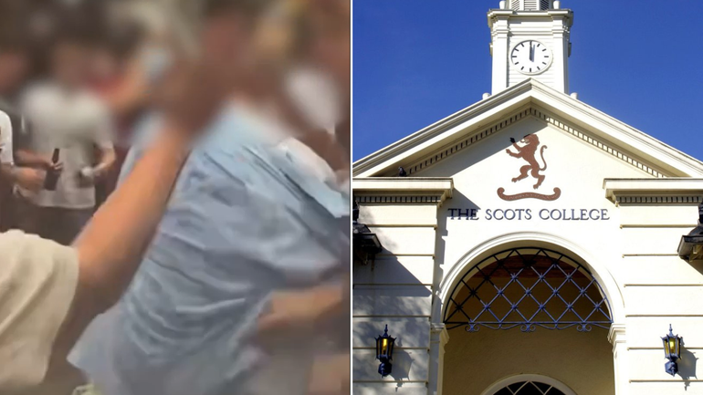 Footage taken of the Scots College student allegedly being assaulted by classmates.